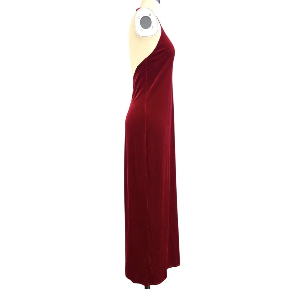 VTG 90s Y2K Laundry Shelli Segal Red Velvet Halter Maxi Dress Open Back NWT Sz M - Picture 10 of 16